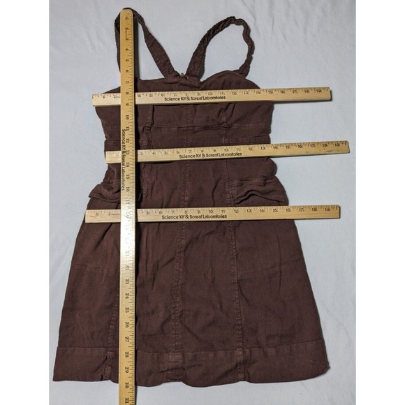 BY ANTHROPOLOGIE Linen Viscose Stretch Brown Cargo Mini Dress - Women 10 - Picture 5 of 10